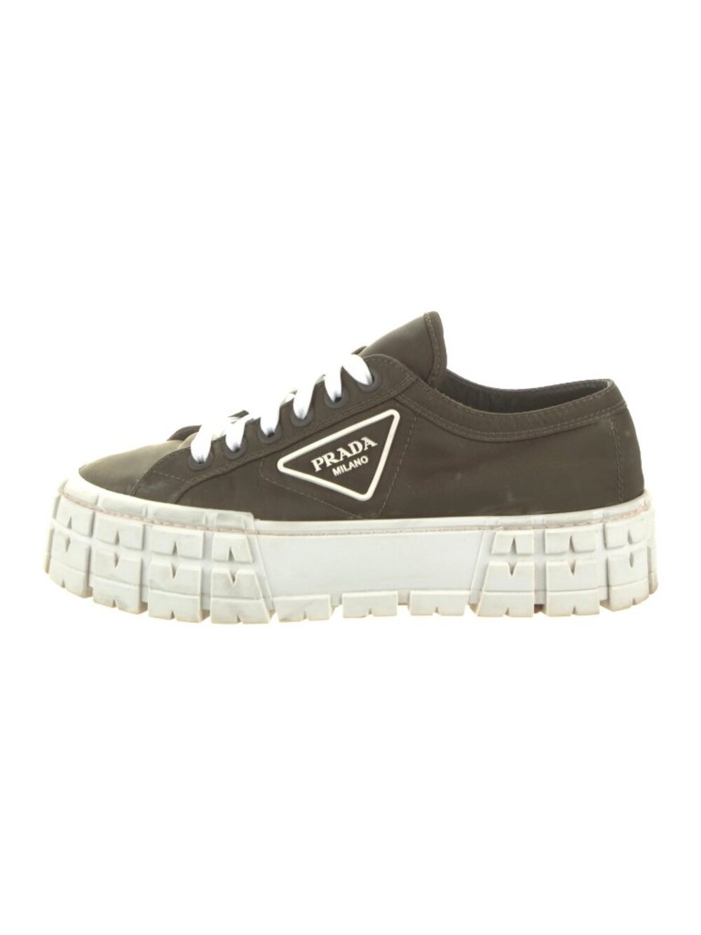 PRADA Re-Nylon Double Wheel Green Chunky Platform Sneakers Size 38.5